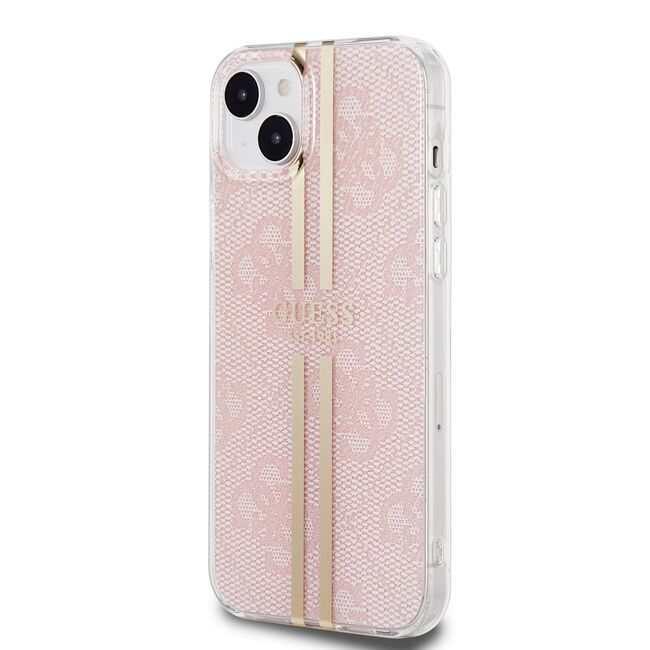 Husa premium  iPhone 15 Plus pentru Guess Elegance Series - Roz pal