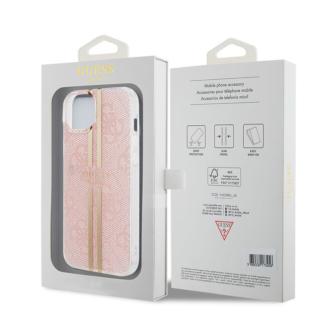Husa premium  iPhone 15 Plus pentru Guess Elegance Series - Roz pal