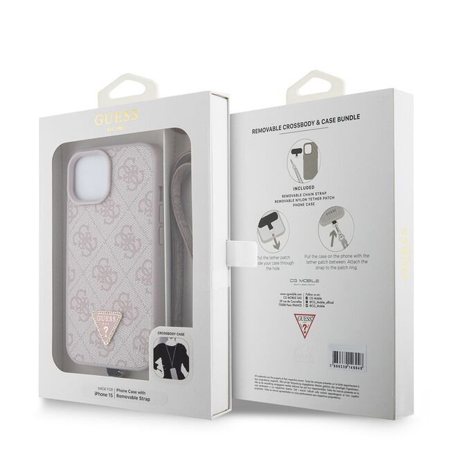 Husa premium  iPhone 15 Plus pentru Guess Elegance Series - Roz