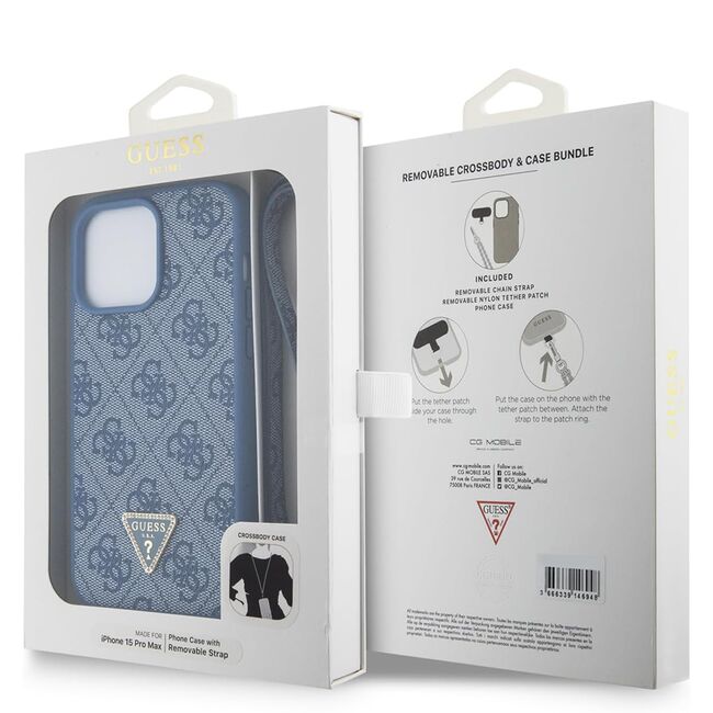 Husa premium  iPhone 15 Pro pentru Guess Elegance Series - Albastru deschis