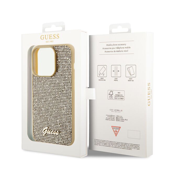 Husa premium  iPhone 15 Pro pentru Guess Elegance Series - Auriu