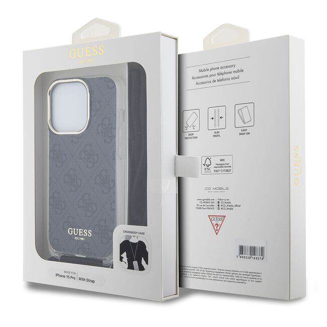 Husa premium  iPhone 15 Pro pentru Guess Elegance Series - Gri inchis