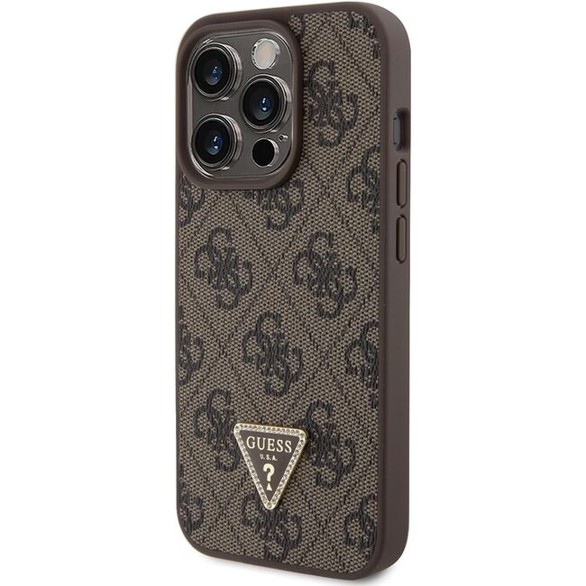 Husa premium  iPhone 15 Pro pentru Guess Elegance Series - Maro inchis