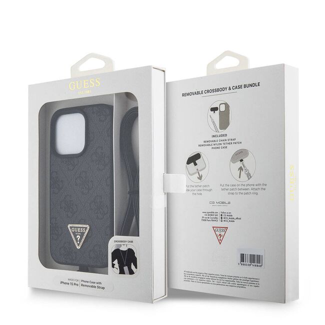 Husa premium  iPhone 15 Pro pentru Guess Elegance Series - Negru denim