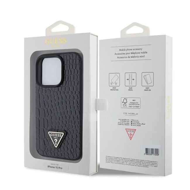 Husa premium  iPhone 15 Pro pentru Guess Elegance Series - Negru electric