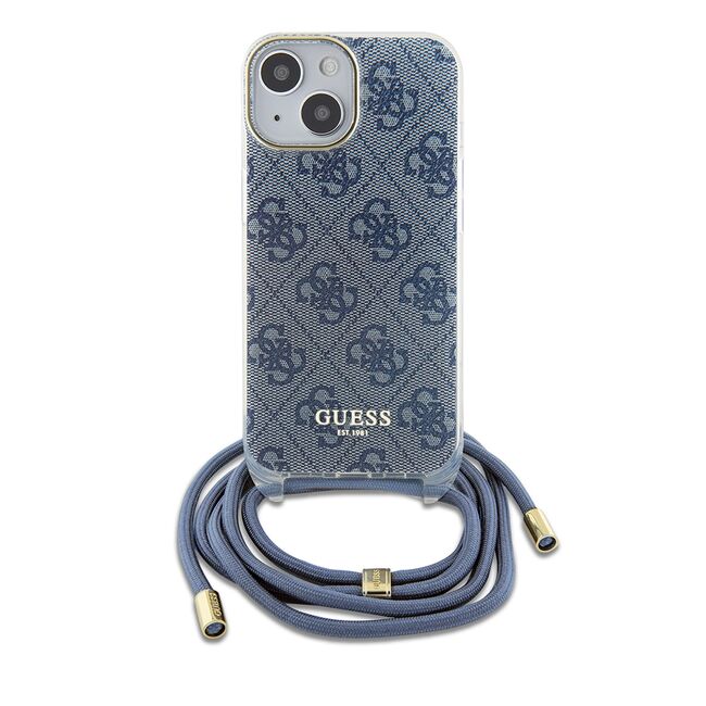 Husa premium  iPhone 15 pentru Guess Elegance Series - Albastru deschis