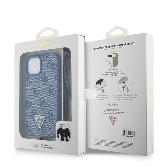 Husa premium  iPhone 15 pentru Guess Elegance Series - Albastru