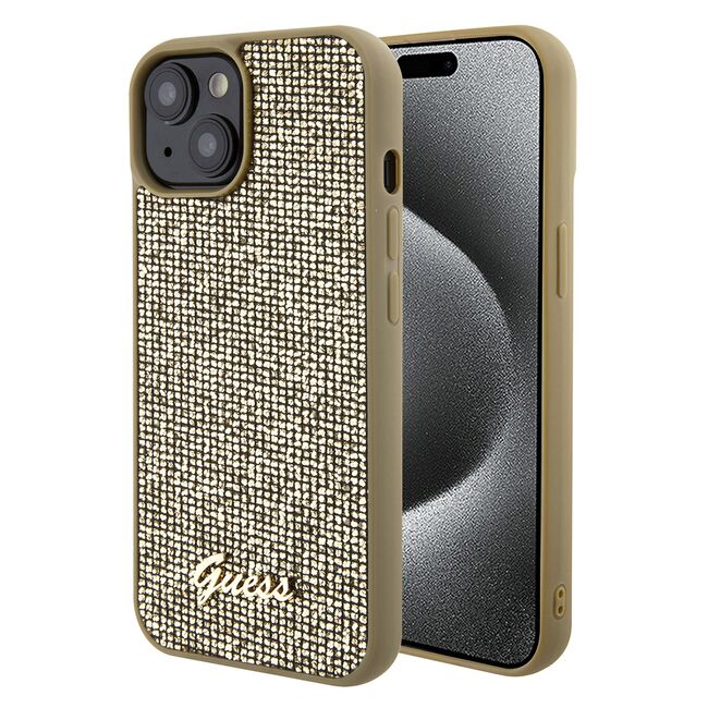 Husa premium  iPhone 15 pentru Guess Elegance Series - Auriu