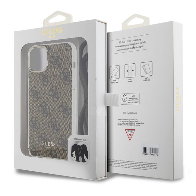 Husa premium  iPhone 15 pentru Guess Elegance Series - Gri deschis