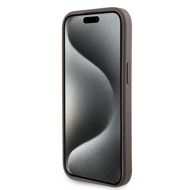Husa premium  iPhone 15 pentru Guess Elegance Series - Maro inchis