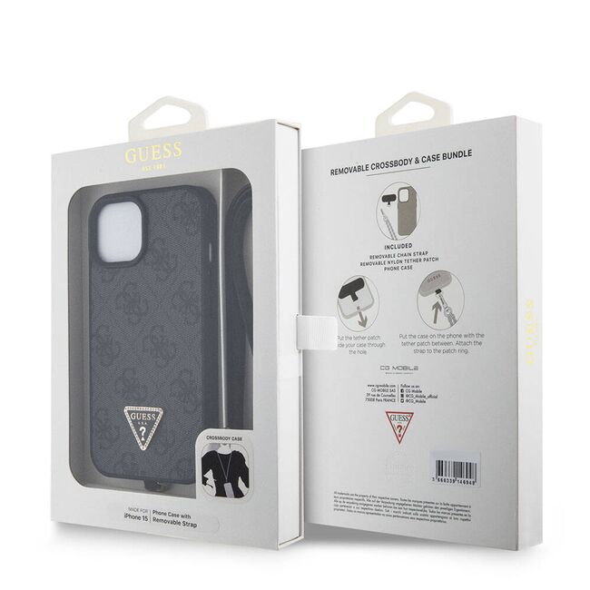 Husa premium  iPhone 15 pentru Guess Elegance Series - Negru royal
