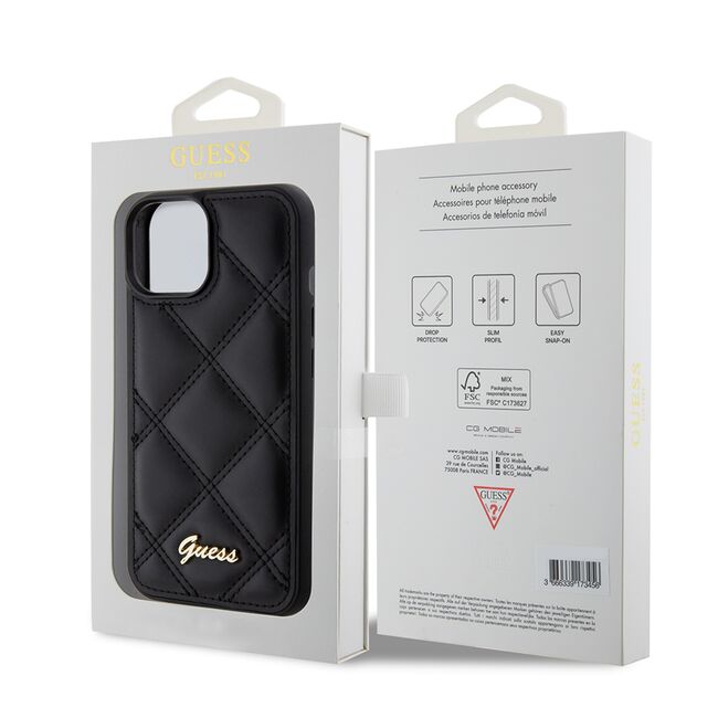 Husa premium  iPhone 15 pentru Guess Elegance Series - Negru