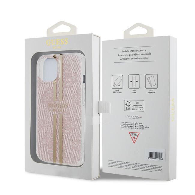 Husa premium  iPhone 15 pentru Guess Elegance Series - Roz