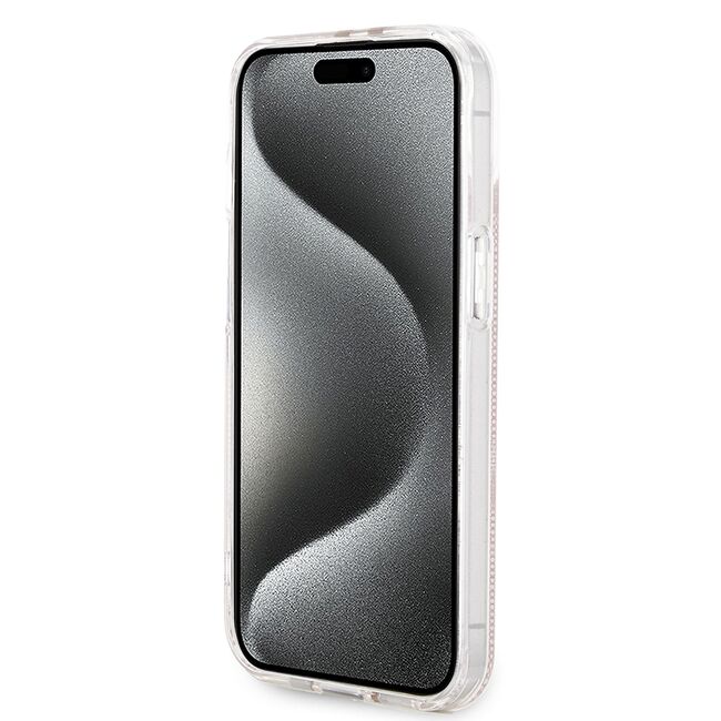 Husa premium  iPhone 15 pentru Guess Elegance Series - Roz