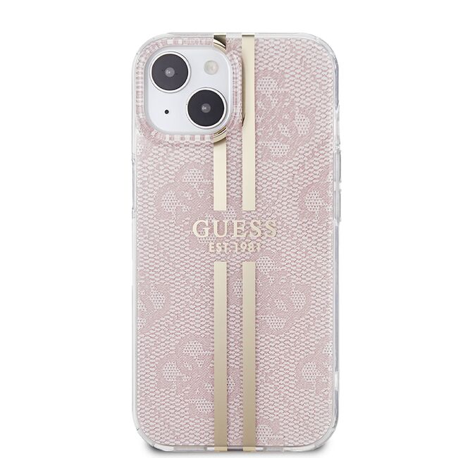 Husa premium  iPhone 15 pentru Guess Elegance Series - Roz