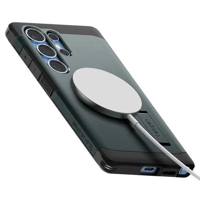 Husa premium pentru  Samsung Galaxy S25 Ultra Spigen - Tough Armor MagSafe kickstand - Verde