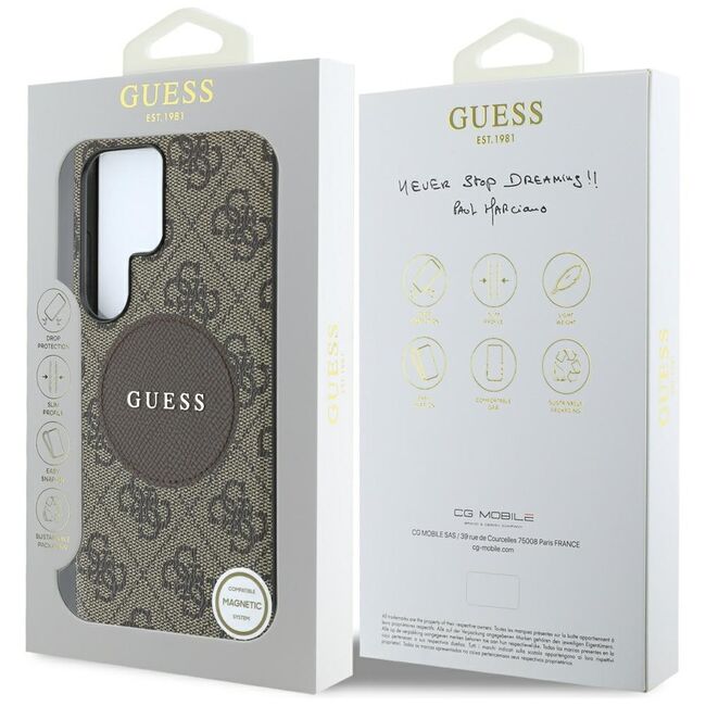 Husa premium pentru  Samsung Galaxy S25 Ultra compatibila MagSafe Guess Luxury Series - Maro