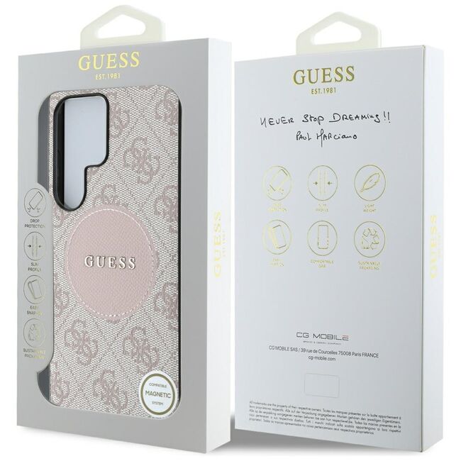 Husa premium pentru  Samsung Galaxy S25 Ultra compatibila MagSafe Guess Luxury Series - Roz