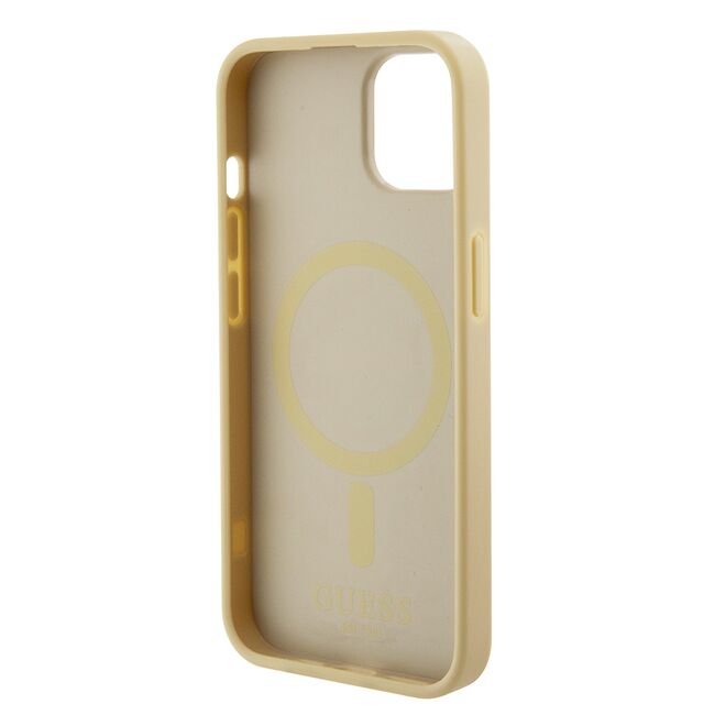 Husa premium pentru  iPhone 15 Plus compatibila MagSafe Guess Luxury Series - Auriu