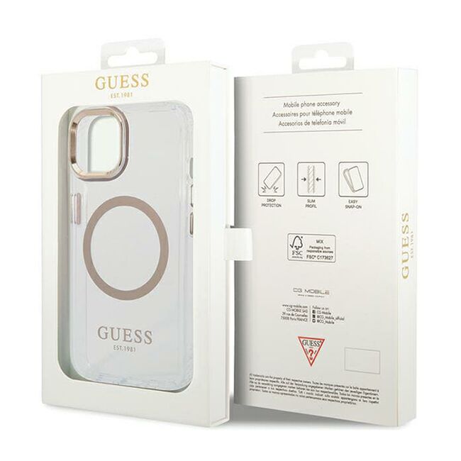 Husa premium pentru  iPhone 15 Plus compatibila MagSafe Guess Luxury Series - Ice