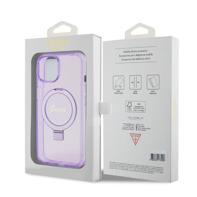 Husa premium pentru  iPhone 15 Plus compatibila MagSafe Guess Luxury Series - Lavanda
