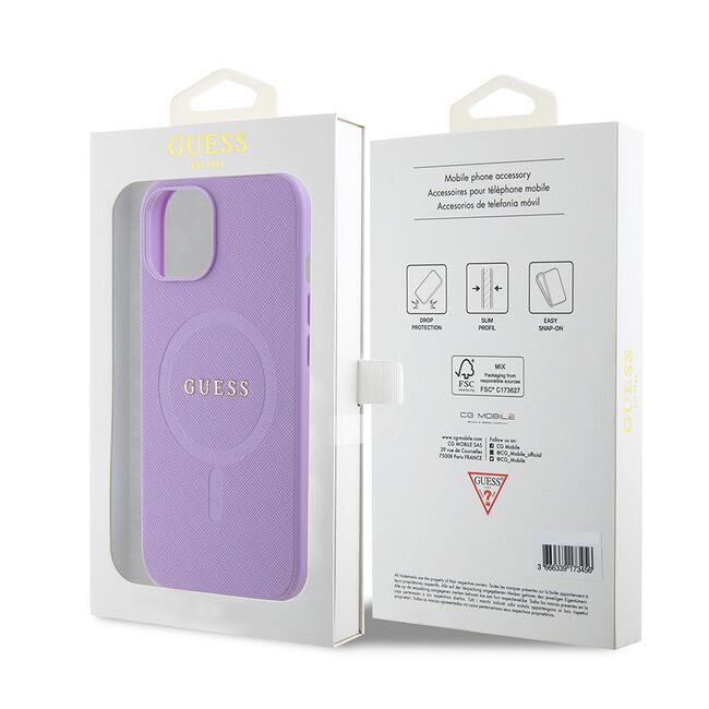 Husa premium pentru  iPhone 15 Plus compatibila MagSafe Guess Luxury Series - Mov