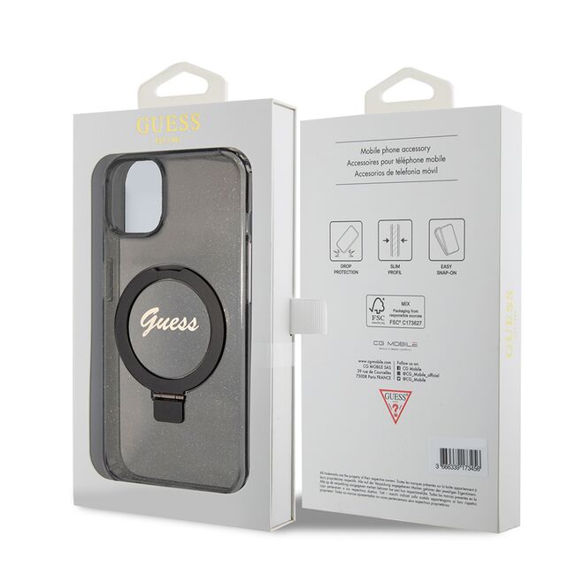 Husa premium pentru  iPhone 15 Plus compatibila MagSafe Guess Luxury Series - Negru darth vader
