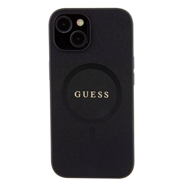 Husa premium pentru  iPhone 15 Plus compatibila MagSafe Guess Luxury Series - Negru