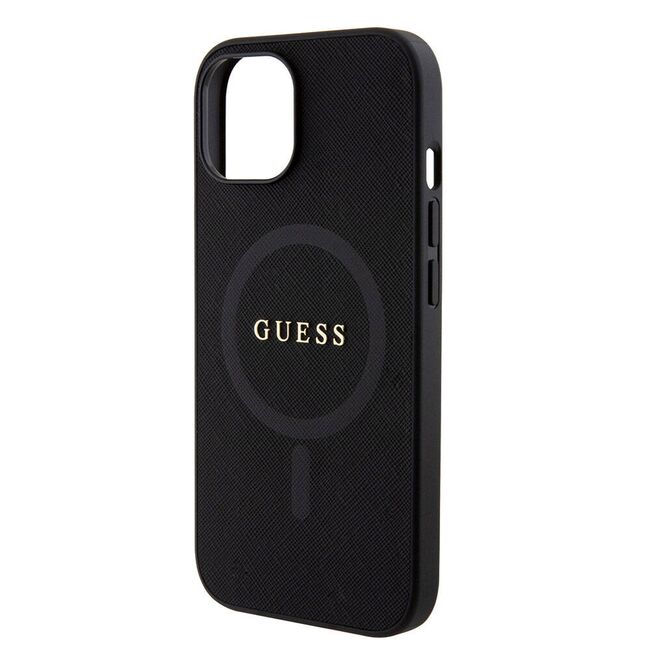 Husa premium pentru  iPhone 15 Plus compatibila MagSafe Guess Luxury Series - Negru