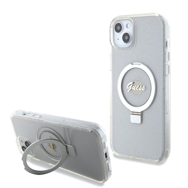Husa premium pentru  iPhone 15 Plus compatibila MagSafe Guess Luxury Series - Transparent