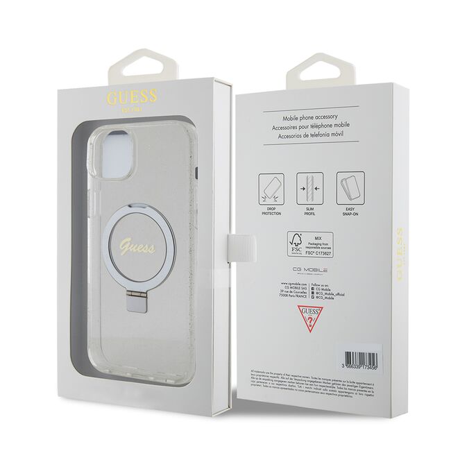 Husa premium pentru  iPhone 15 Plus compatibila MagSafe Guess Luxury Series - Transparent