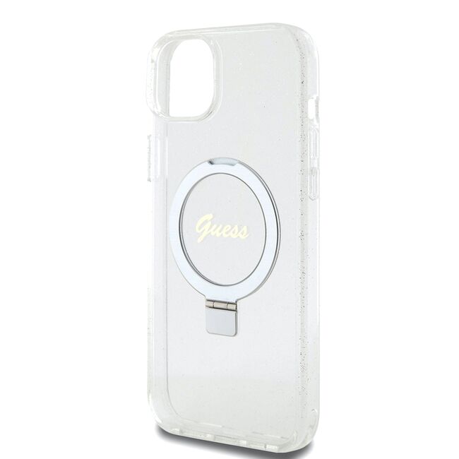 Husa premium pentru  iPhone 15 Plus compatibila MagSafe Guess Luxury Series - Transparent