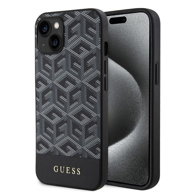Husa premium pentru  iPhone 15 compatibila MagSafe Guess Luxury Series - Gri inchis