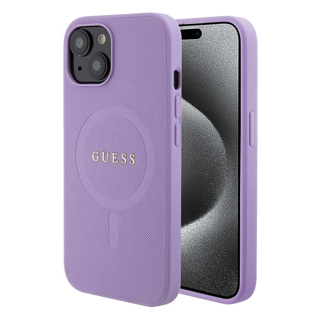 Husa premium pentru  iPhone 15 compatibila MagSafe Guess Luxury Series - Mov