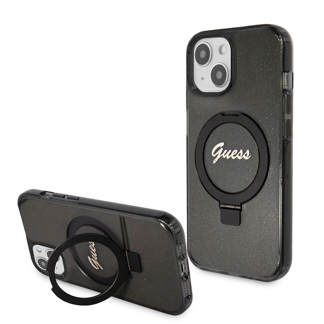 Husa premium pentru  iPhone 15 compatibila MagSafe Guess Luxury Series - Negru darth vader