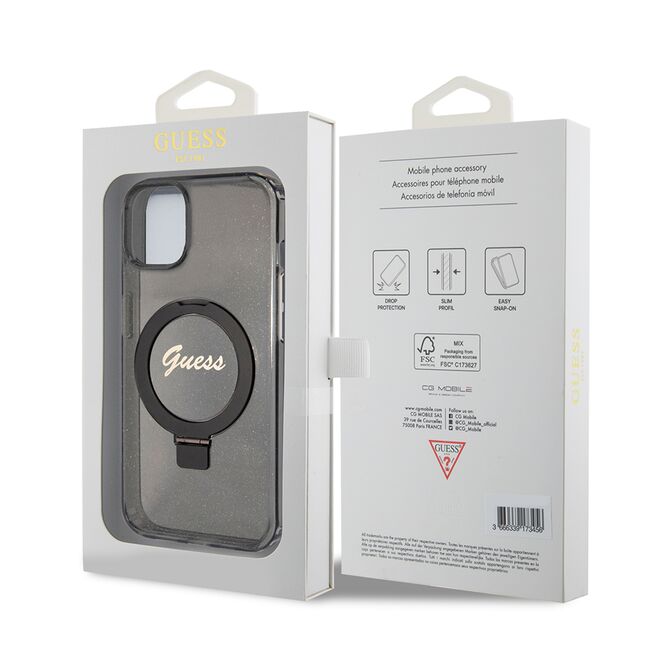 Husa premium pentru  iPhone 15 compatibila MagSafe Guess Luxury Series - Negru darth vader