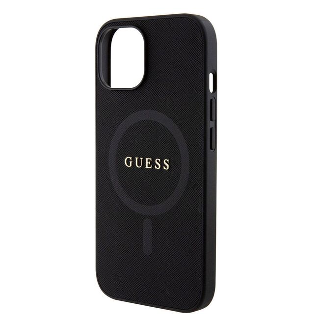 Husa premium pentru  iPhone 15 compatibila MagSafe Guess Luxury Series - Negru