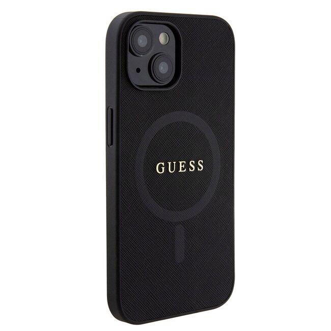 Husa premium pentru  iPhone 15 compatibila MagSafe Guess Luxury Series - Negru