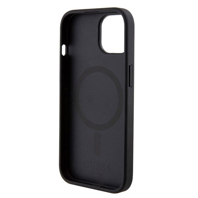 Husa premium pentru  iPhone 15 compatibila MagSafe Guess Luxury Series - Negru