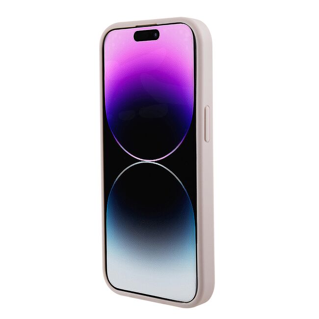 Husa premium pentru  iPhone 15 compatibila MagSafe Guess Luxury Series - Roz pal