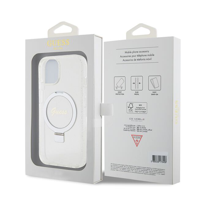 Husa premium pentru  iPhone 15 compatibila MagSafe Guess Luxury Series - Transparent
