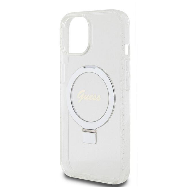 Husa premium pentru  iPhone 15 compatibila MagSafe Guess Luxury Series - Transparent