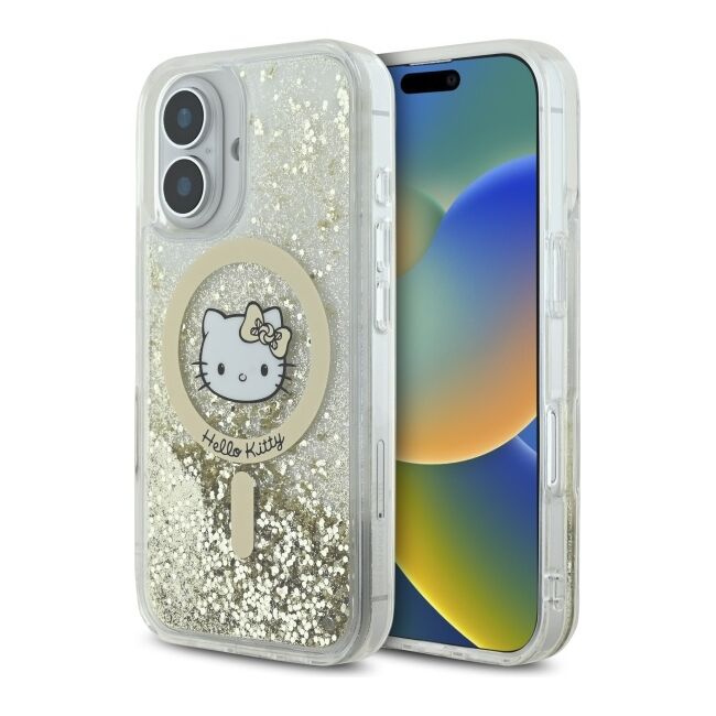 Husa premium pentru  iPhone 16 - Hello Kitty compatibila MagSafe - Auriu