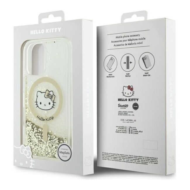 Husa premium pentru  iPhone 16 - Hello Kitty compatibila MagSafe - Auriu