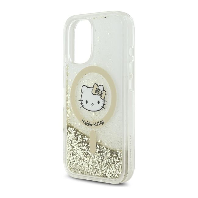 Husa premium pentru  iPhone 16 - Hello Kitty compatibila MagSafe - Auriu