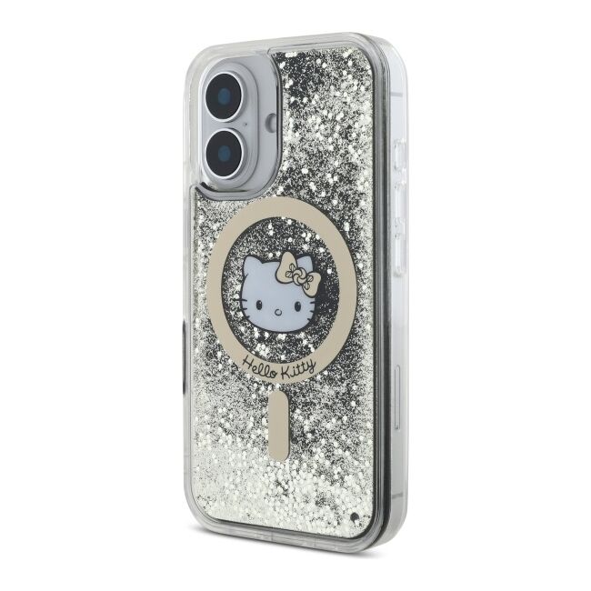 Husa premium pentru  iPhone 16 - Hello Kitty compatibila MagSafe - Negru auriu