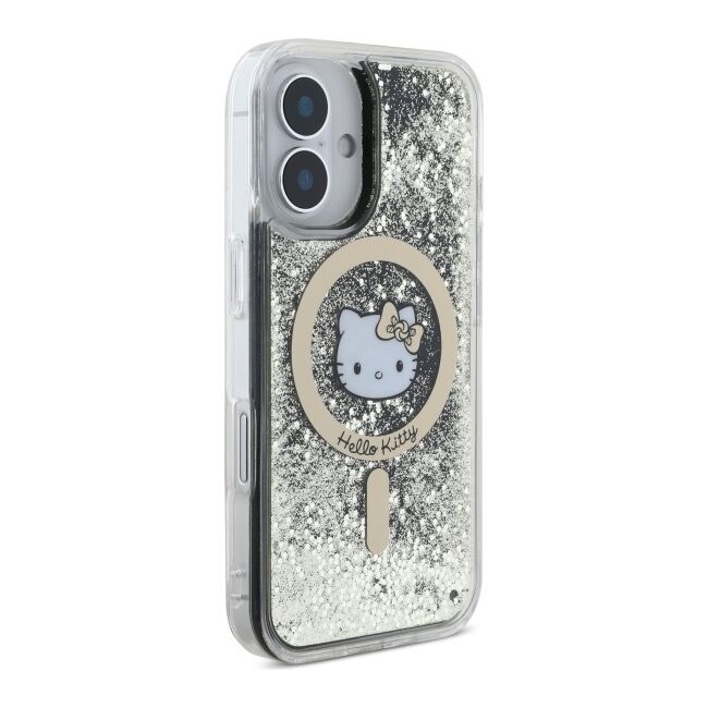 Husa premium pentru  iPhone 16 - Hello Kitty compatibila MagSafe - Negru auriu