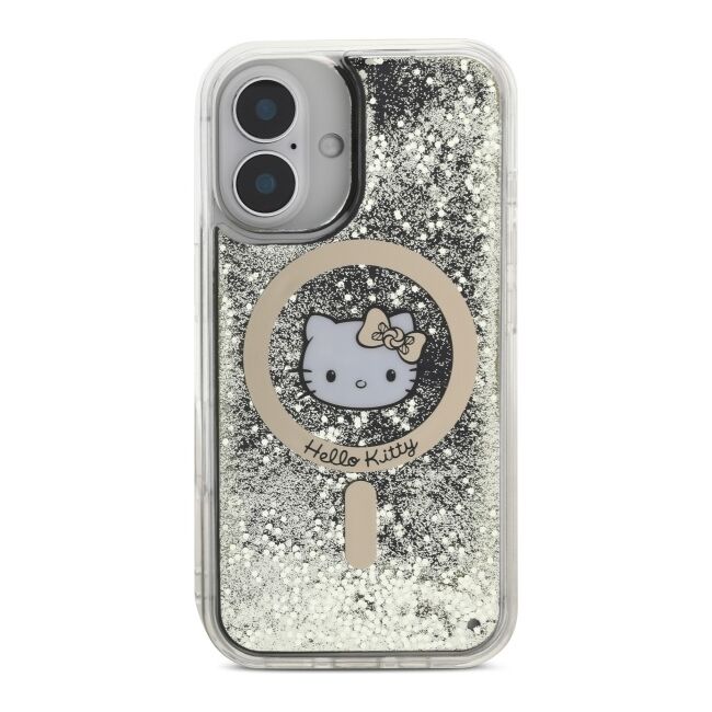 Husa premium pentru  iPhone 16 - Hello Kitty compatibila MagSafe - Negru auriu
