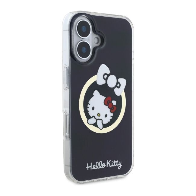 Husa premium pentru  iPhone 16 - Hello Kitty compatibila MagSafe - Negru denim