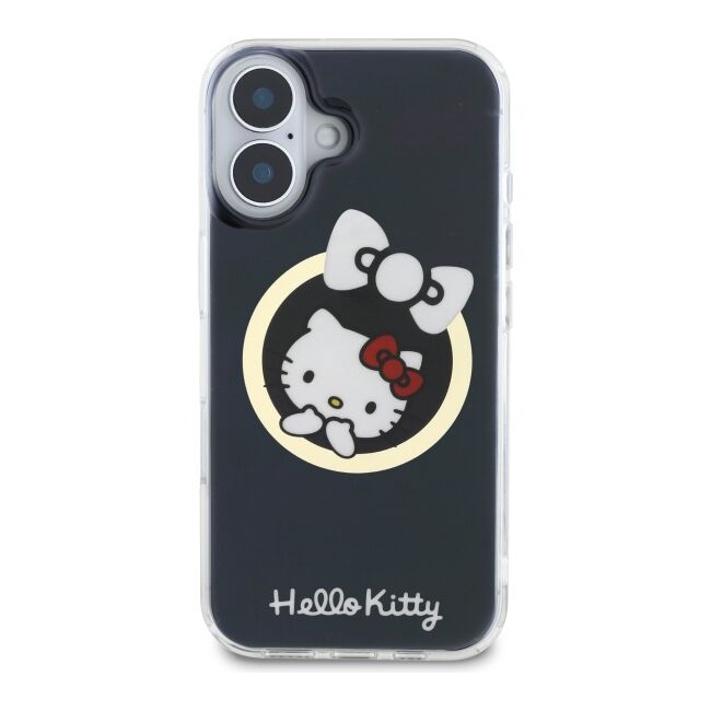 Husa premium pentru  iPhone 16 - Hello Kitty compatibila MagSafe - Negru denim